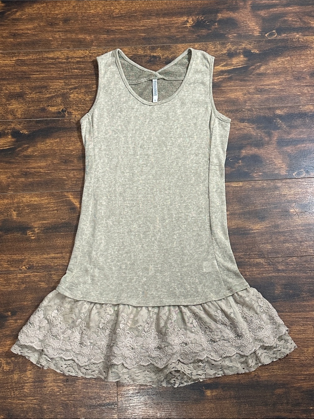 Monoreno S Soft Beige Lace Hem Tank Dress ✨🌸